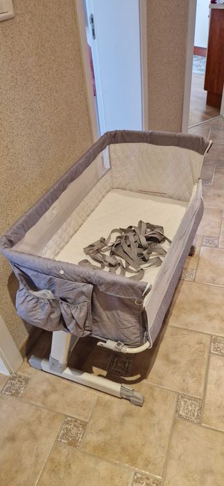 Детско легло/кошара Lionelo Theo "next to me" - 2бр - розово и сиво