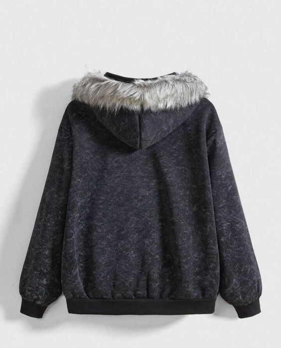 Черно зимно худи XL с пух – ново с етикет