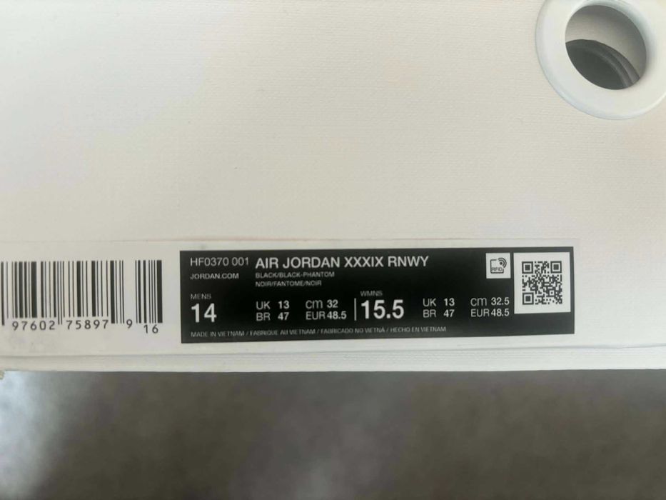 Маратонки Air jordan 39 RNWY, 14US, 32 см