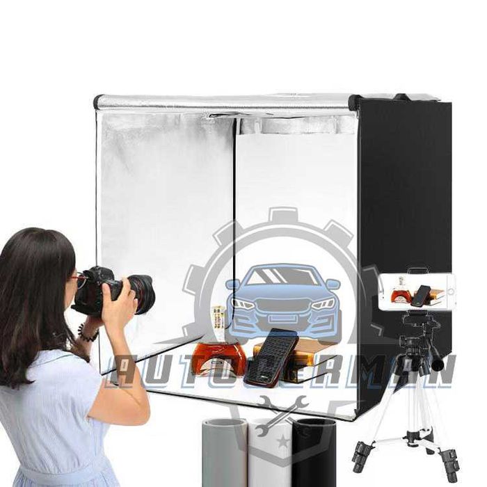 Професионална фото кутия 100см фотобокс комплект с осветление 3 фона