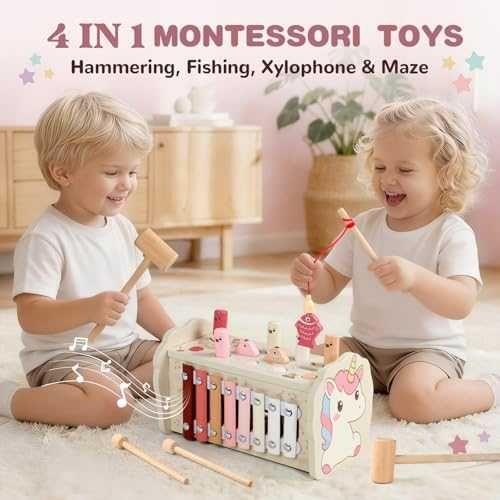 Нова образователна Дървена Montessori играчка с чукче ксилофон лабиринт идеален подарък