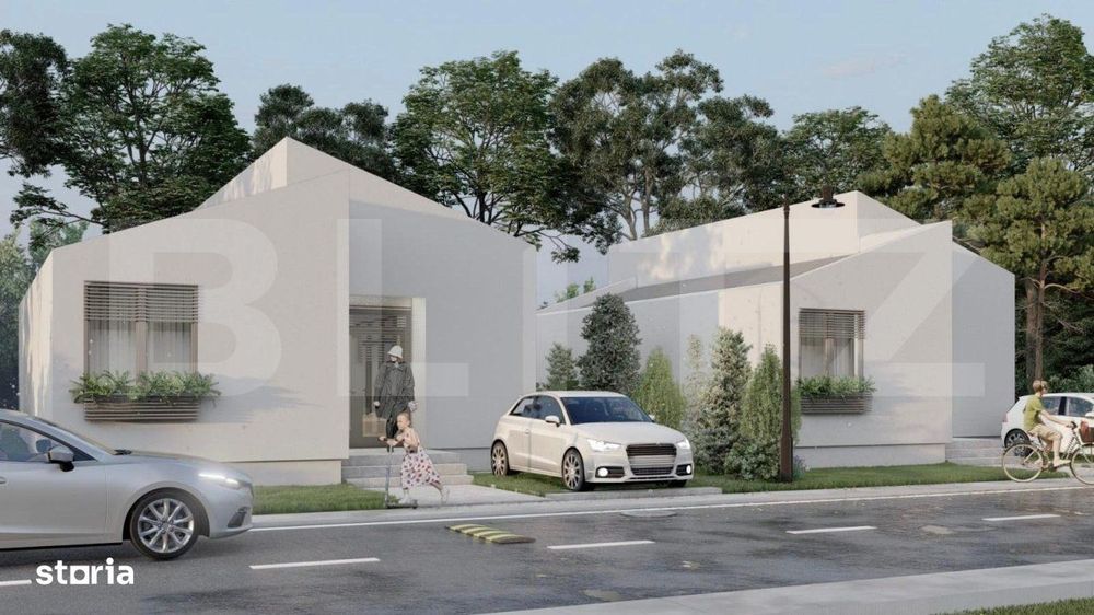Casa pe parter cu un design deosebit, zona nordica / Simnicul de Jos
