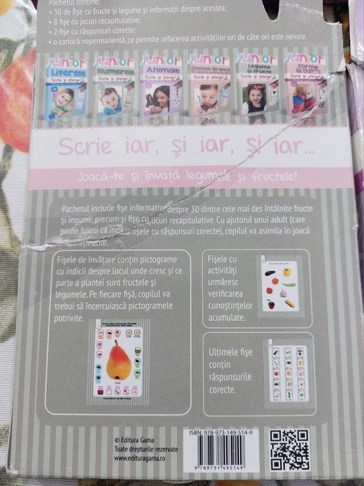 Lot 4 seturi Scrie și șterge cu câte 40 fișe cartonate refolosibile 2+