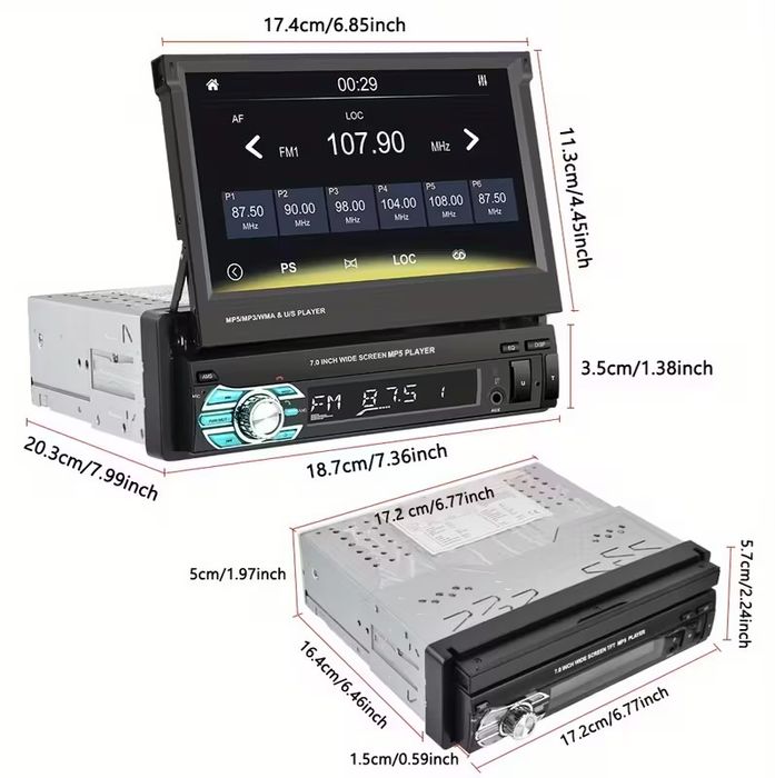 1DIN Мултимедия 7" Mirror Link Прибиращ Тъч Дисплей + CarPlay & Камера