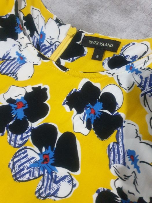 Rochie noua river island 36 s galbena flori skater clos