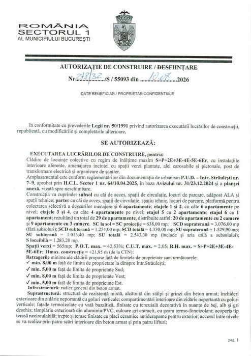 Proiect rezidențial cu AC – 29 apartamente – 4.330 mp – 35 parcări – S