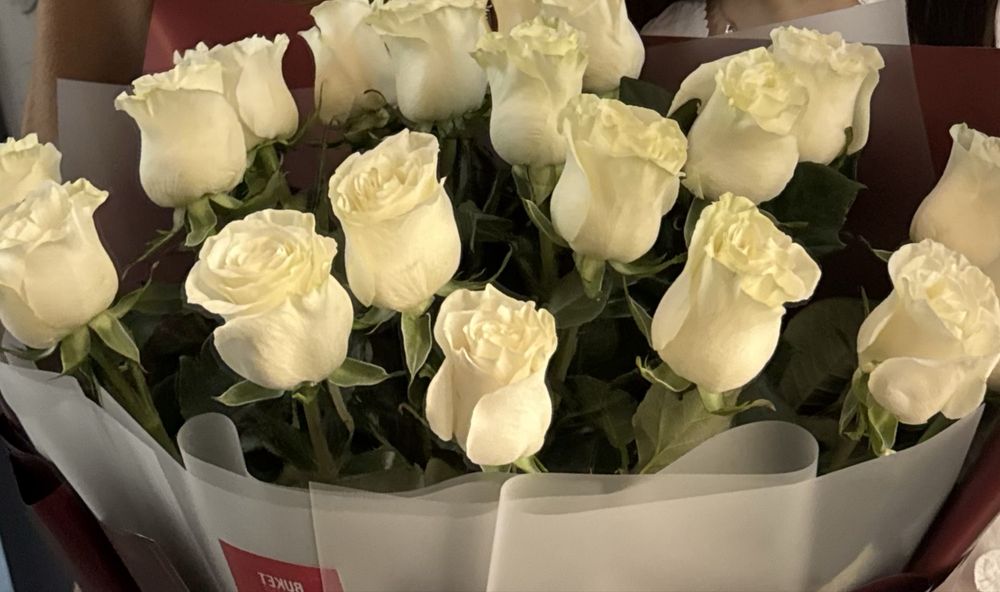 Букет белый роза 21шт