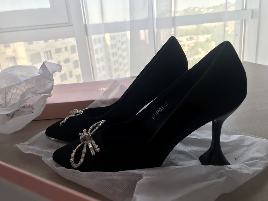 Туфли замшывые чёрные