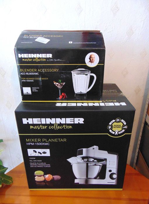 Планетарен Миксер + Блендер ,  1500 W, Купа 5.5 л, 6 Скорости Heinner