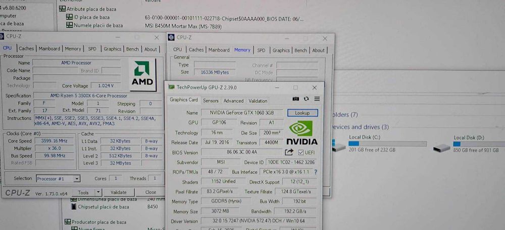 Gaming PC Ryzen 5 3500X/16 GB DDR4/GTX 1060-3GB/SSD+HDD/CS GO/GTA5