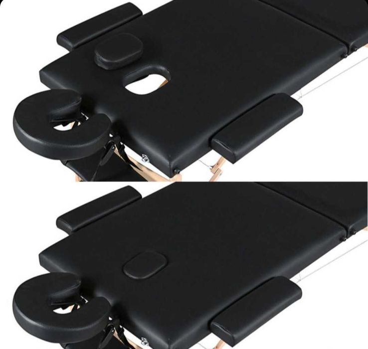 трисекторна козметична масажна кушетка дървена черна  масажно легло