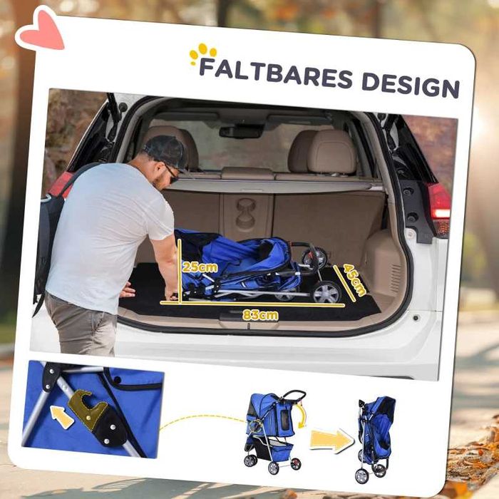 PawHut Кучешка количка/бъги, до 10 кг, сгъваема, мрежест прозорец