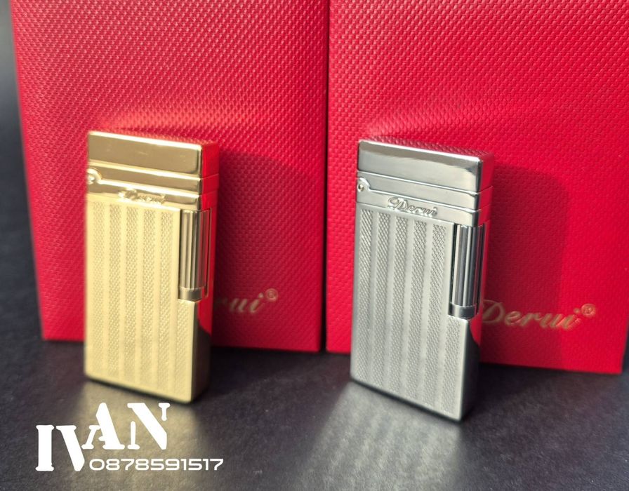 Луксозна газова метална запалка Deruy (два цвята-златиста и  сребриста