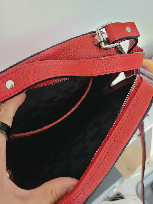 MAGPIE – geanta din piele brodata, rosie, Iutta