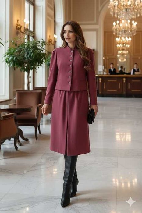 Deux pieces lana 85%, poliamid 15%, marimea 40, liliachiu