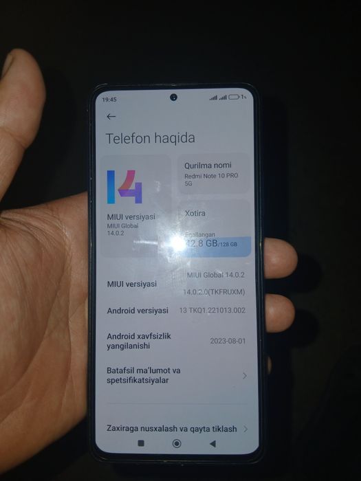 Redmi note 10pro 5g  karopka bor oxri 900