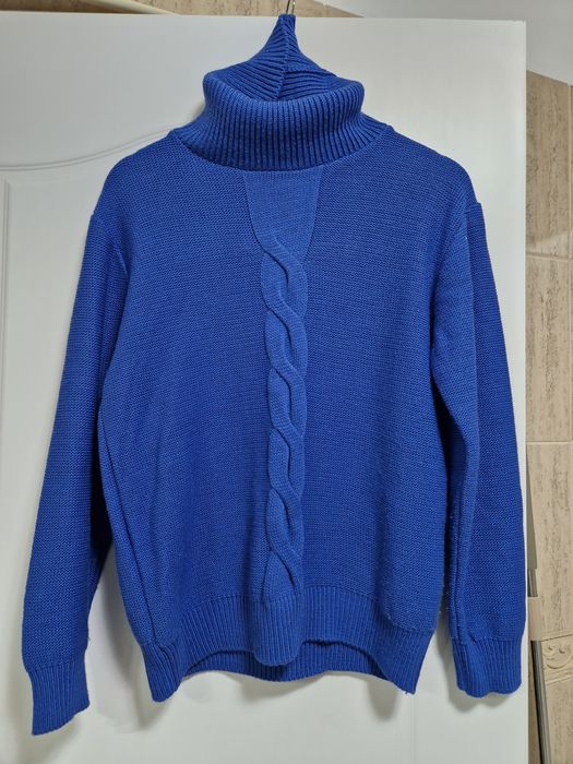 Pulover gros albastru royal S-M