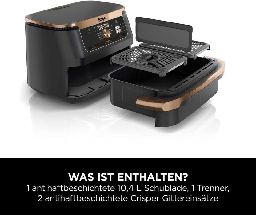 Нов Двузонов Фритюрник с Горещ Въздух Еър Фраер Ninja Foodi AF500EUCP