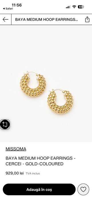 Cercei Missoma placati cu aur Baya Medium Hoop Earrings