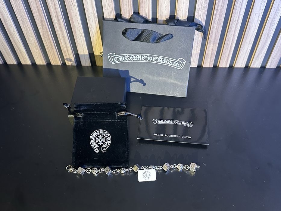 Нова гривна Chrome Hearts Dice and Crossball Bracelet в пълен комплект