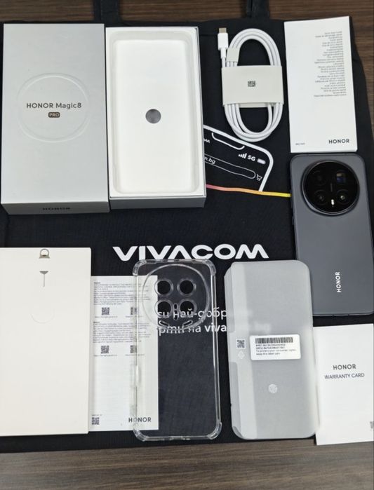 КАТО НОВ 512GB Honor Magic 8 Pro Гаранция Vivacom 2028. Black / Черен