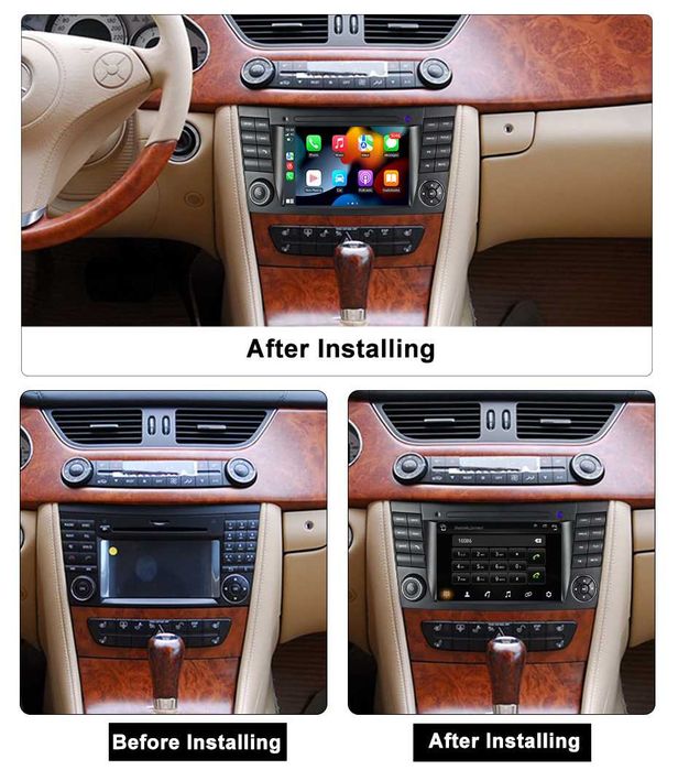 Navigatie Mercedes W211 E200 Android 12 Carplay  1/8 GB + CAMERA