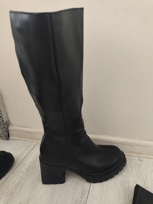 Естествена кожа дамски ботуши