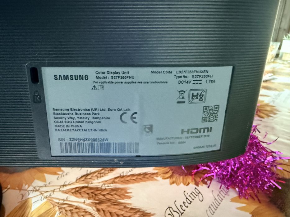 Monitor LED PLS SAMSUNG S27F350FHU, 27", Full HD, 60Hz, negru