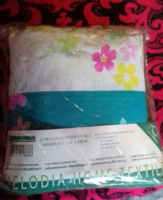 Vând lenjerie pat, 4 piese, 100% bumbac