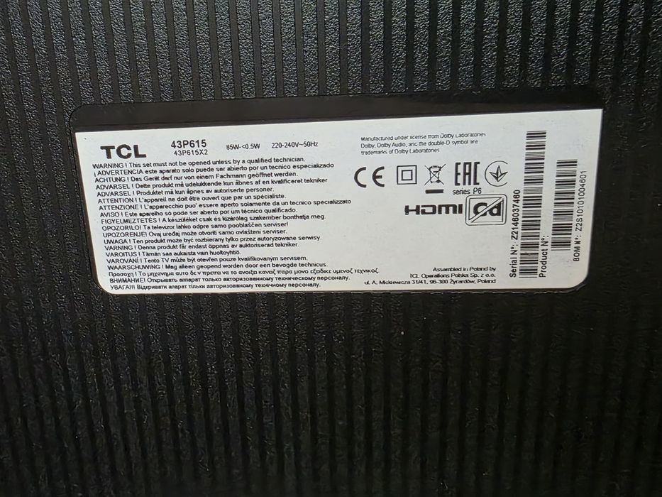TCL 43P615 - 43" 4K SMART TV