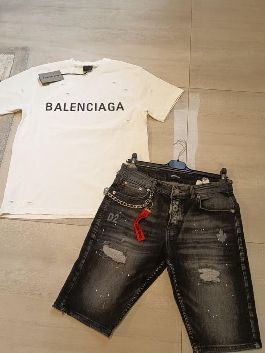 Compleu barbati tricou și pantalon scurt de blugi