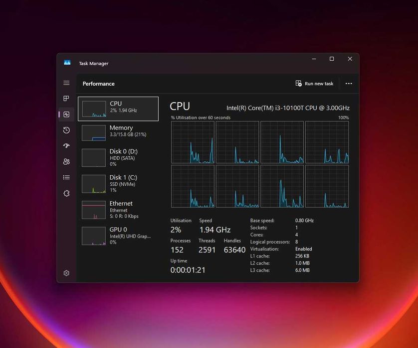 Dell 3080 Micro/ i3 10100T /16 Gb / 256 Nvme / 500 HDD