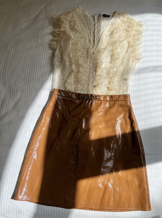 Elisabetta Franchi рокля М/Черна пола с пайети М размер/H&M топ с пайети S размер - нови