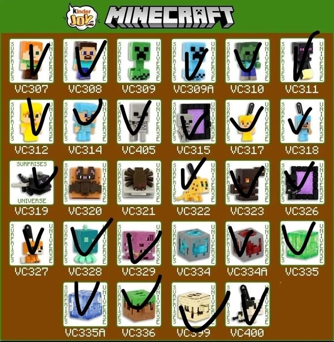 Фигурки Майнкрафт, Minecraft kinder joy