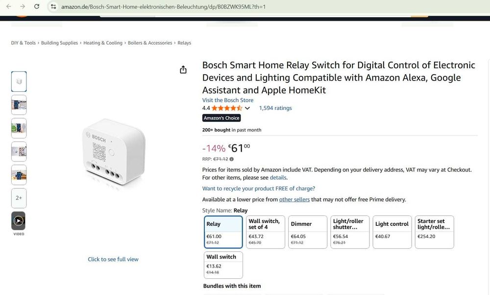 Comutator releu Bosch Smart Home