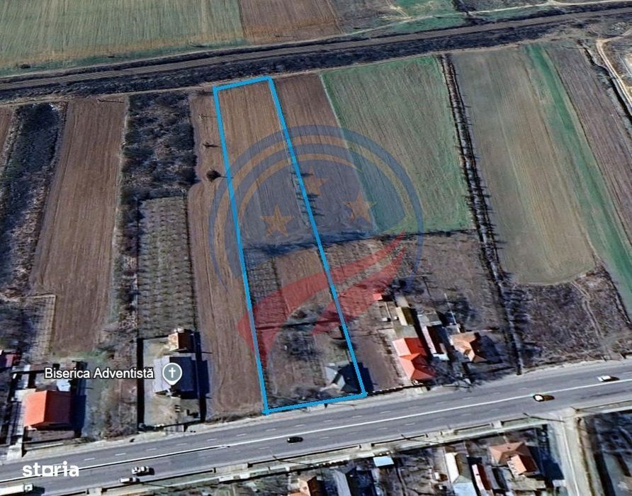 Casa Bradesti  teren  intravilan 7952 mp  deschidere 33 m la DE 70