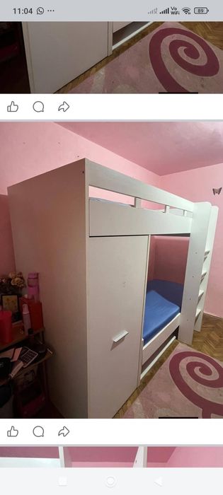 Pat etajat copii cu dulap si saltele inclus