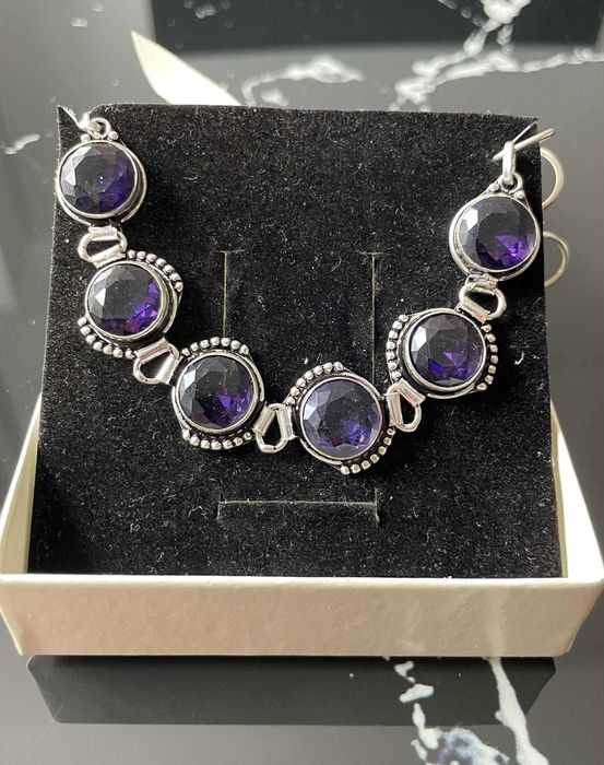 Bratara Argint 925 Vintage cu Pietre Semipretioase Ametist