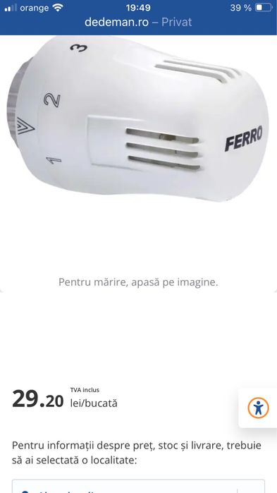 Cap Termostat Calorifer Ferro GT 10E cu Olandez Noi