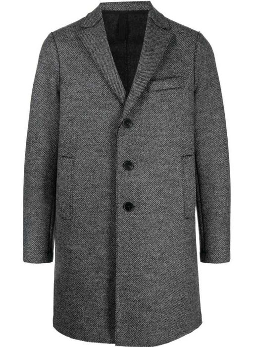 Palton slim 52 XL premium Bogie Italy lana moale Herringbone grey