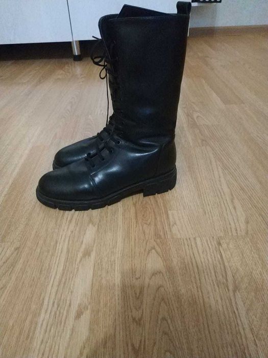 Кожаные сапоги зимние