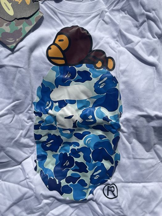 Tricou Bape Albastru cu Alb