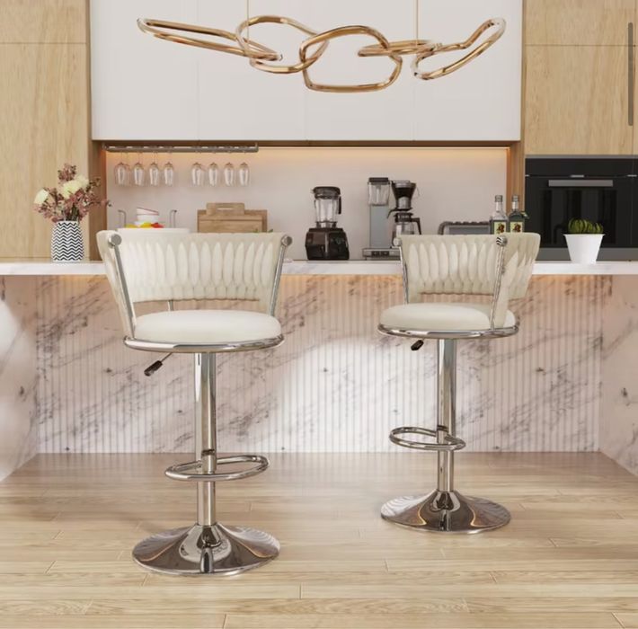 Set 2 scaune bar catifea crem sau neagra