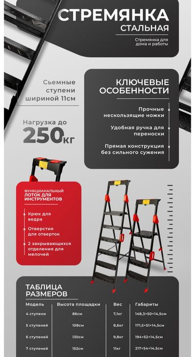 Прочная стремянка Соmfort 250 кг