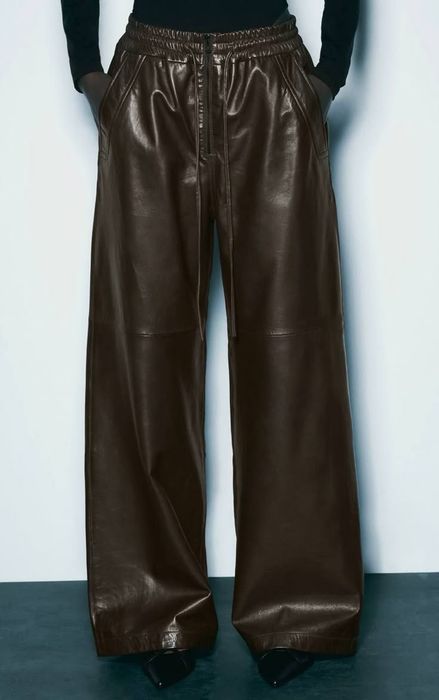 Pantaloni din piele naturala Zara leather edition