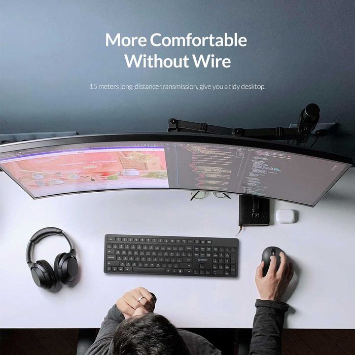 Orico Set tastatura + mouse wireless cu taste multimedia, silentioasa