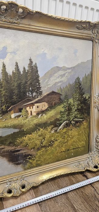 Tablou ulei pe pânză Johannes Bochmann „Am Chiemsee” ramă Baroc