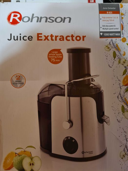 Storcator de legume si fructe Rohnson, Negru/Inox, 120 lei, Nefolosit