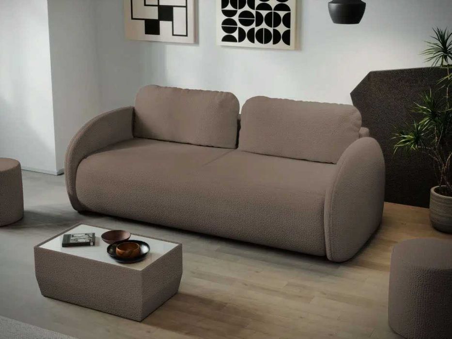 Canapea Ovelis 3 locuri extensibila plusata maro - Transport Gratuit