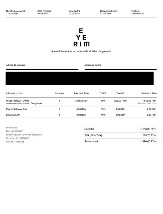 Ochelari de soare Prada originali